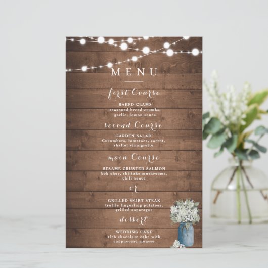 Papier Blanc Floral Rustique Élégant Lumières Mariage en (Debout devant)