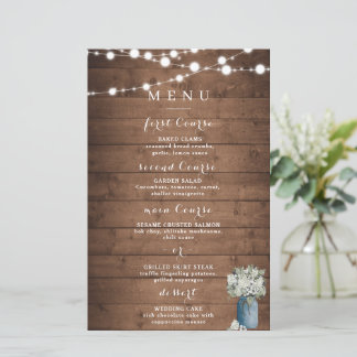 Papier Blanc Floral Rustique Élégant Lumières Mariage en 