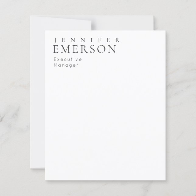 Papier Blanc noir minimaliste moderne simple  (Devant)