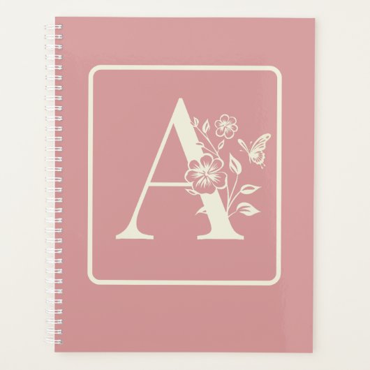 Papier blanc pêche monogramme initiales nom minima (Devant)