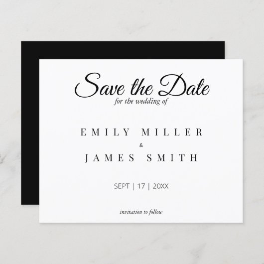 Papier Blanc simple Enregistrer la date Mariage budget (Devant / Derrière)