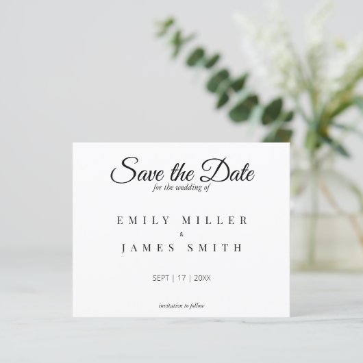 Papier Blanc simple Enregistrer la date Mariage budget (Debout devant)