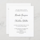 Papier BLANCHE | FAIBLE COÛT Simple Élégant Mariage minim (Devant / Derrière)