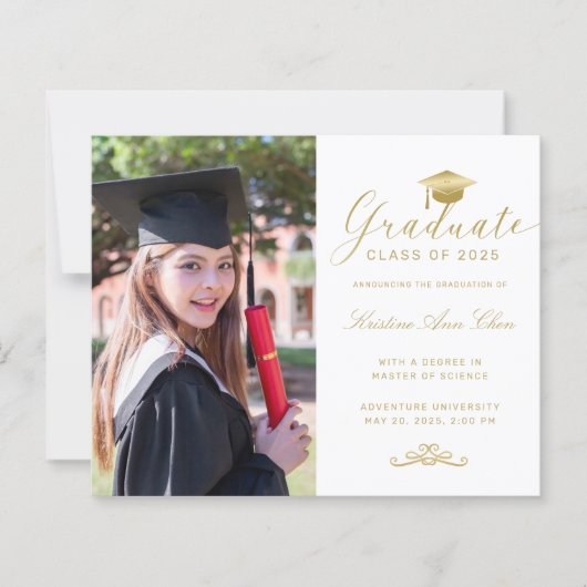 Papier Blancs Budget Gold Formal Script Photo Graduation (Devant)