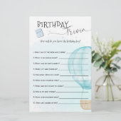 Papier Bleu à air chaud Voyage d'anniversaire (Debout devant)