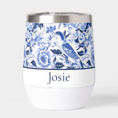 Papier bleu à motif oiseau bleu et monogramme  (Arrière)