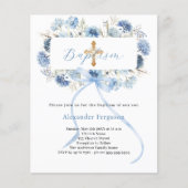 Papier Bleu arc fleurons garçon croiser baptême invitatio (Devant)