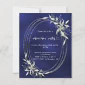 Papier Bleu argent vert invitation Noël fête (Devant)