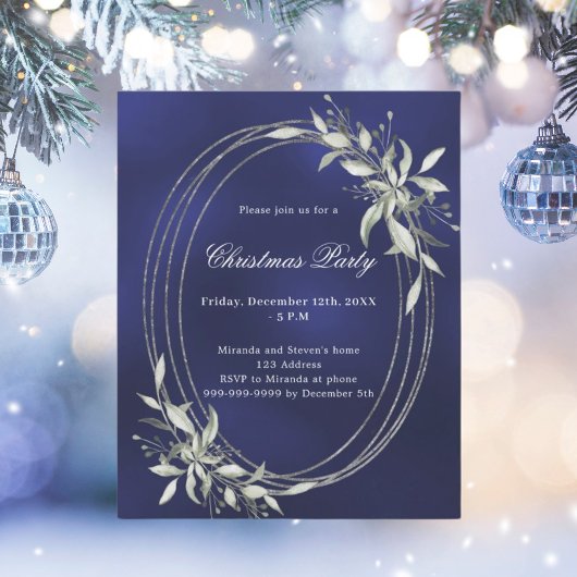 Papier Bleu argent vert invitation Noël fête