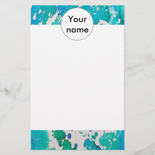 Papier Bleu blanc éclaboussures d'aquarelle (Devant)