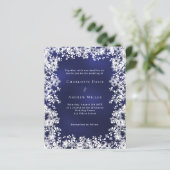 Papier Bleu blanc flocons de neige invitation de mariage  (Debout devant)
