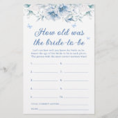 Papier Bleu Blanc Floral Quel âge a la mariée à jouer (Devant)