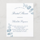 Papier Bleu blanc poussiéreux douche nuptiale invitation (Devant)