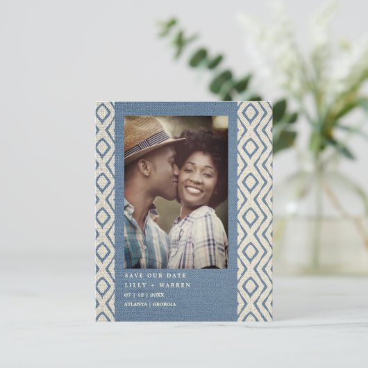 Papier Bleu Boho Textile Textile Textile Texture romantiq (Debout devant)