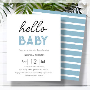 Papier Bleu   Bonjour bébé   Invitation Baby shower
