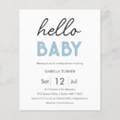 Papier Bleu | Bonjour bébé | Invitation Baby shower (Devant)