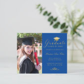 Papier Bleu Budget Gold Formal Script Photo Graduation (Debout devant)