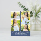 Papier Bleu Budget Graduation 4 Script photo Invitation (Debout devant)