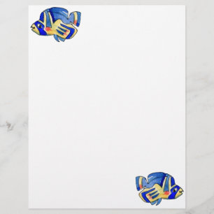 Papier Bleu Cartoon Papillon Poisson