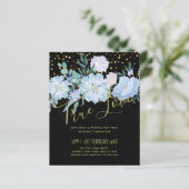 Papier Bleu clair Floral Noir Moderne Budget Mariage (Debout devant)