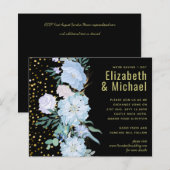 Papier Bleu clair Floral Noir Moderne Budget Mariage (Devant / Derrière)