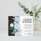 Papier Bleu clair Floral Noir Moderne Budget Mariage (Debout devant)
