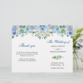 Papier Bleu clair Hydrangée Verdure Mariage plié (Debout devant)