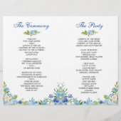 Papier Bleu clair Hydrangée Verdure Mariage plié (Dos)