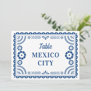 Papier bleu coloré Picado Mariage Numéro de table