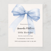 Papier Bleu crème beige invitation anniversaire (Devant)