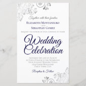 Papier Bleu de la Marine sur blanc BUDGET Mariage Inviter (Devant)