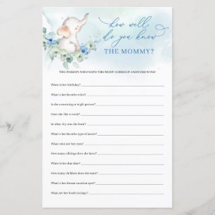 Papier Bleu d'éléphant mignon Eh bien Connaissez-vous le 