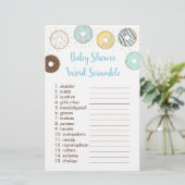 Papier Bleu Donut Baby shower Word Scramble Jeu (Debout devant)