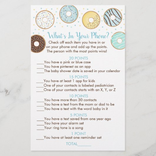 Papier Bleu Donut Qu'est-ce que dans votre jeu de douche (Devant)