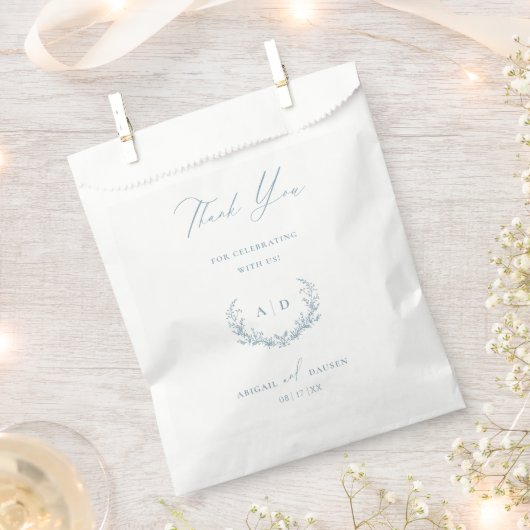 Papier bleu Dusty Favoriser Sacs Mariage Merci (Coupé)
