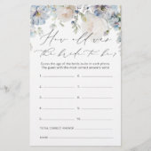 Papier Bleu Dusty moderne Quel âge a été la mariée à être (Devant)