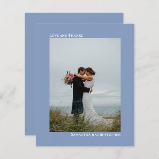 Papier Bleu Dusty simple Mariage Merci photo (Devant / Derrière)