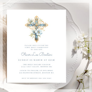 Papier Bleu élégant   Invitation au budget de la première