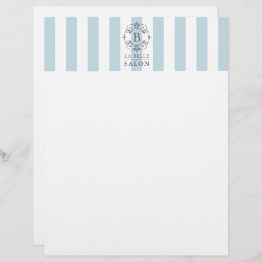 Papier Bleu et Blanc avec Monogramme (Devant / Derrière)