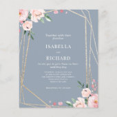 Papier Bleu et rose pâle Faire-part de mariage floral (Devant)