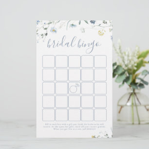 Papier Bleu Fleur sauvage Boho jeu de bingo de douche nup