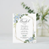 Papier Bleu Floral Budget Douche nuptiale Invitation (Debout devant)