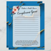 Papier Bleu Floral Fête des mariées brise-glace 💕 5 mots (Devant / Derrière)