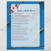 Papier Bleu Floral Fête des mariées brise-glace 💕 5 mots (Dos)