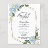 Papier Bleu Floral Tea Party Budget Invitation (Devant)