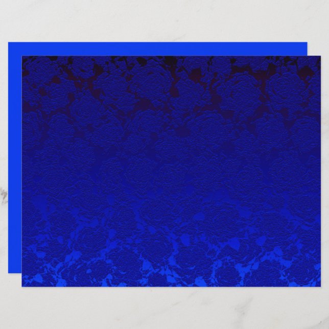 Papier Bleu foncé Floral Succulent Motif Metallic (Devant / Derrière)