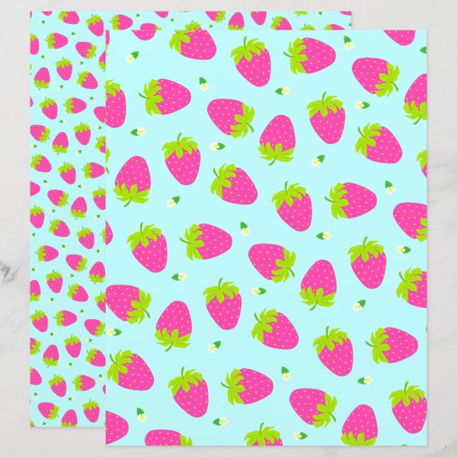 Papier Bleu fraise (Devant / Derrière)