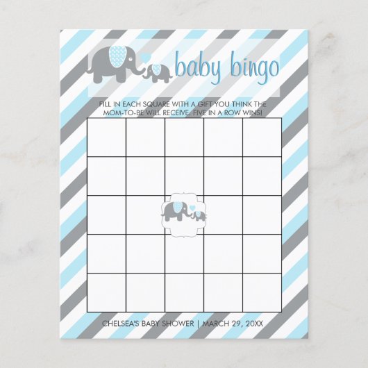 Papier Bleu & Gris Gris Bébé Eléphant | Bingo (Devant)
