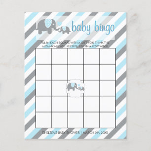 Papier Bleu & Gris Gris Bébé Eléphant   Bingo