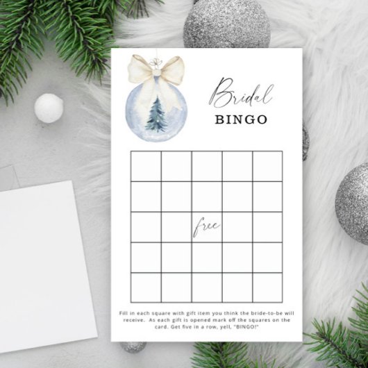 Papier Bleu hiver nuptiale jeu de bingo